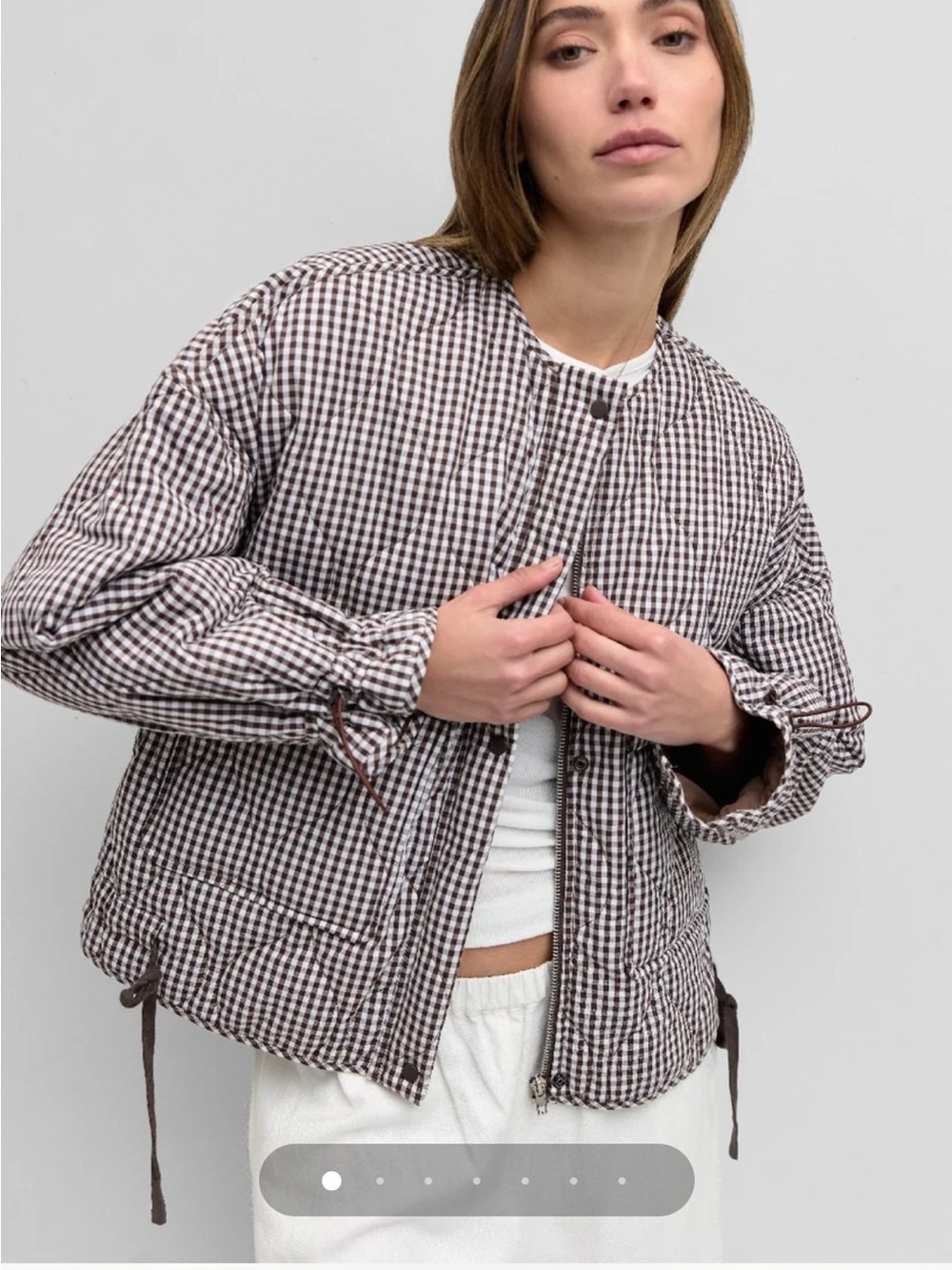 The Rochelle Jacket Quilted Gingham Jacket - Brown mod ref